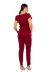 Scrub Feminino PLUS SIZE Manga Curta Decote V Com Zíper Marsala - comprar online
