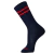 Meia Esportiva Algodão Azul Marinho Listras Vermelho Cano Longo - SOCKS CO