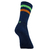Meia Esportiva Algodão Azul Petróleo Listras Verde e Laranja Cano Longo - SOCKS CO