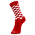Meia Esportiva Algodão Vermelho/Branco Quadriculada Cano Longo - SOCKS CO