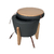 Pufe Flex Baú Decorativo E Mesa De Madeira - Couro Sintético Grafite - Flat Interiores