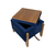 Puff Baú Decorativo E Mesa De Centro Flex Quadrado - Veludo Azul - Flat Interiores