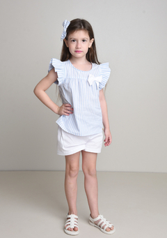 Conjunto Fascínio Listrado Azul e Branco - Acerola Store