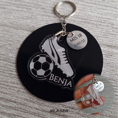 Llavero Souvenir Personalizado - Botin y pelota de futbol