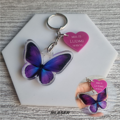 Llavero Souvenir Personalizado a Color - Mariposa Violeta LiLa