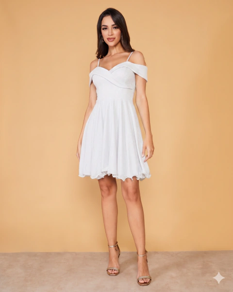 Vestido curto Viena - Cod. 415 - (Branco)