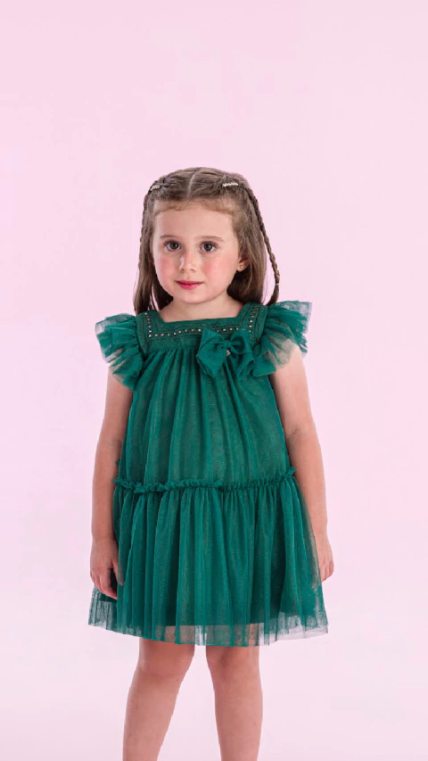 VESTIDO VERDE DE TULE NATAL - PETIT CHERIE - comprar online