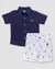 Conjunto Camisa + Bermuda Sarja Barquinho 100% Algodão - Anjos Baby