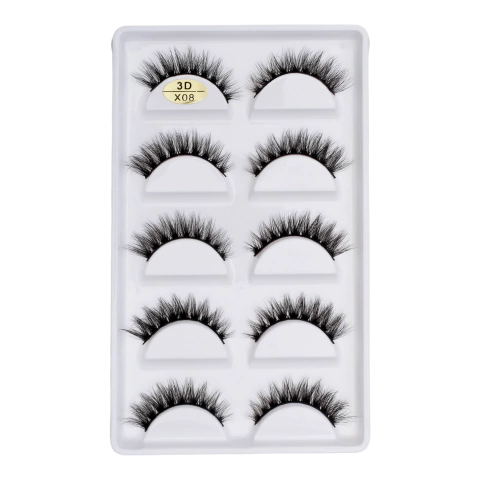 Cartela com 5 pares de cilios postiços naturais modelo - X08