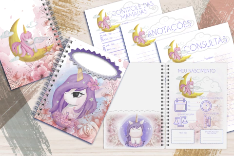 Caderneta de Saúde Unicórnio Menina