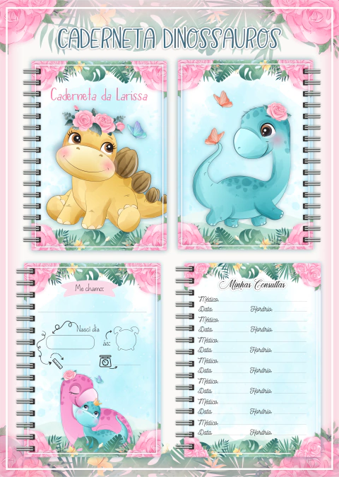 Caderneta de Saúde Dino Cute Menina