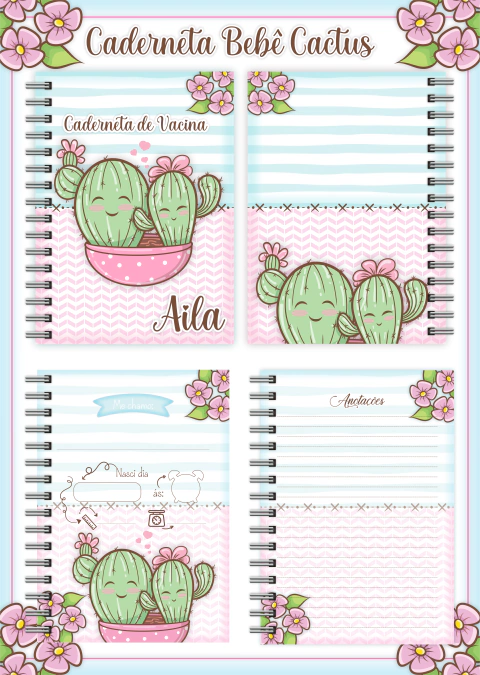 Caderneta de Saúde Cactos Menina