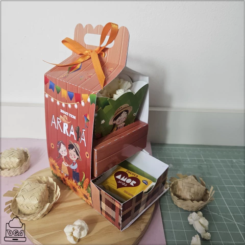 Festa Junina - Caixa pipoca e Paçoca com Gaveta - comprar online