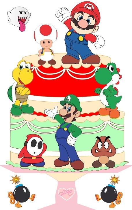 Super Mario - Topo de bolo