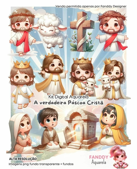 Kit Digital - Páscoa Cristã Aquarela - comprar online