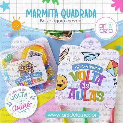 Marmitinha Quadrada Volta às Aulas - comprar online