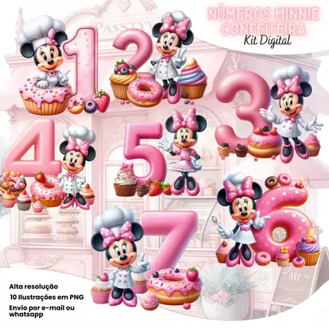 Kit Digital - Números Minnie Confeiteira - comprar online
