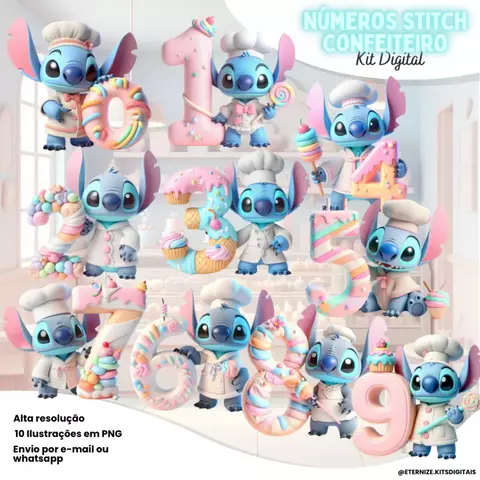 Kit Digital - Números Stitch Confeiteiro - comprar online