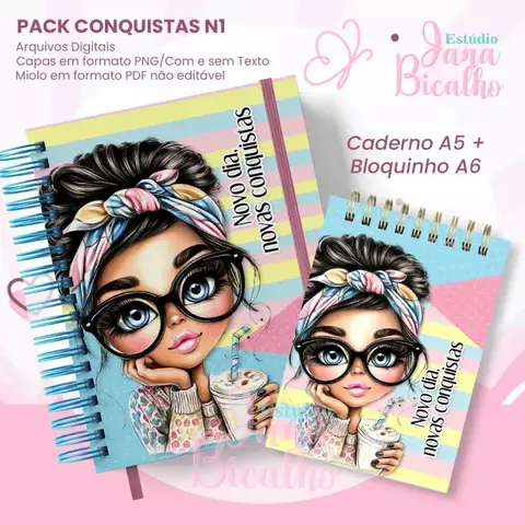 PACK Caderno Pautado A5 + Bloquinho A6 Conquistas N1 - comprar online