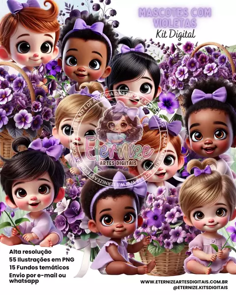 Kit Digital - Violeta com Mascotes - comprar online