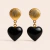 Brinco Coração Obsidiana Negra Natural – Proteção e Força - Banho Dourado - Preciosidades Naturais | Cristais Naturais Selecionados com Energia e Intenção