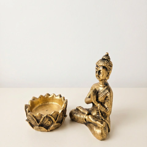 Kit Buda Hindu e Flor de Lótus 2 em 1 – Espiritualidade, Proteção e Harmonia