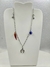 Gargantilha choker de aço inox hipoalergênico, elo português com pingentes de saco da fortuna, pimentinha, ferradura, olho grego azul claro e figa.