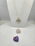 Gargantilha Corrente de Bolinhas com Pingentes de Ametista, Quartzo Rosa e Quartzo Cristal