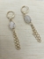 Brinco Click com Correntes e Pedra Natural Quartzo Branco