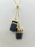 Colar Gravatinha Banho Dourado com Cianita Azul - Proteção e Equilíbrio.