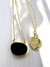 Escapulário Banhado a Ouro 18k com Pedra Natural de Obsidiana Negra e Medalha com Mantra Ho'oponopono - Preciosidades Naturais