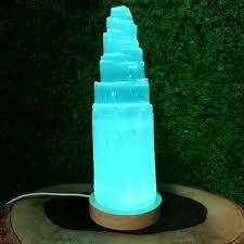 Luminária Torre de Selenita - 15cm - Colorida