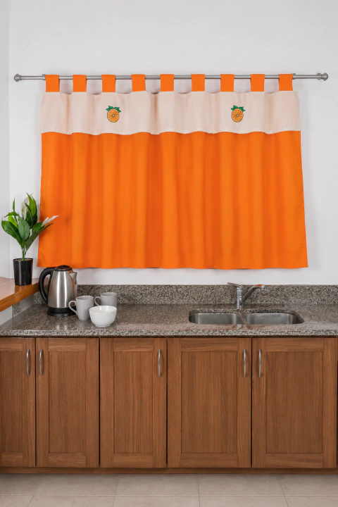 Cortina tropical de cocina | Bordada