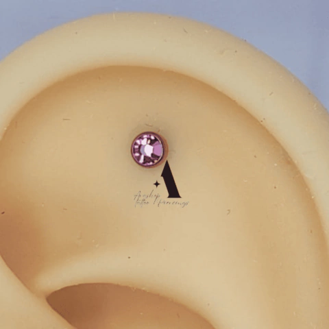 Labret Zircônia Cúbica Rosa Titânio TN0593