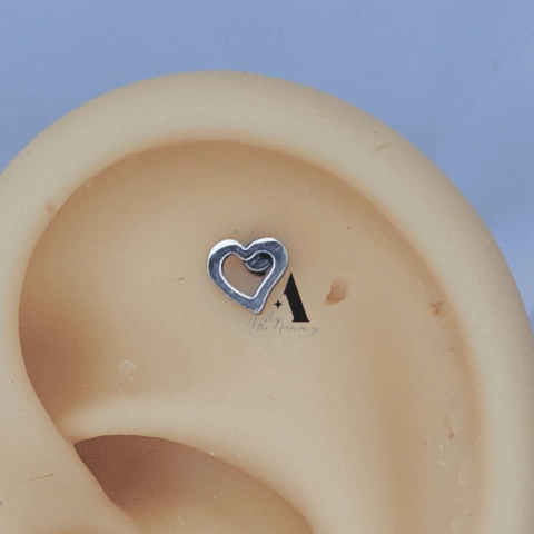 Barbell coração vazado Aço A0677