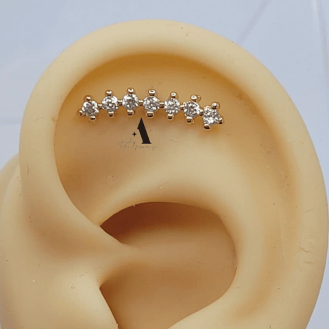 Barbell cluster 7 brilhos B/ouro B0487