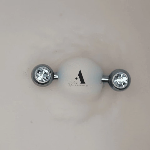 Mamilo aço pedras arredondadas A0630