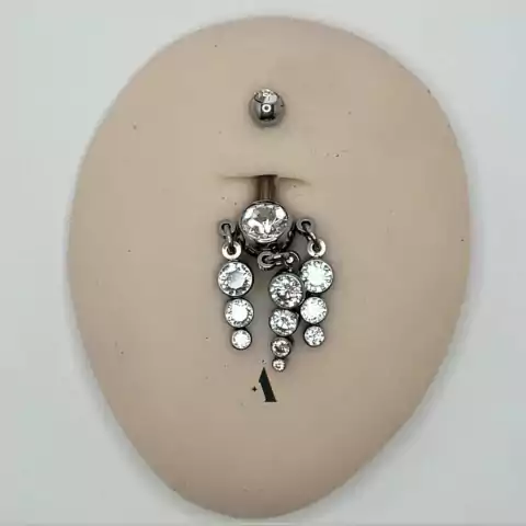 Umbigo titânio 3 penduricalho de pedras TN0076