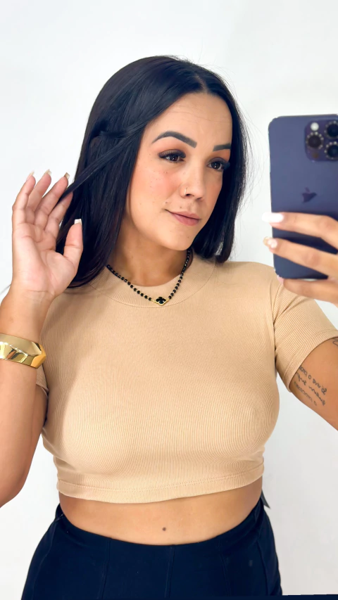 Cropeed gola - Nude - comprar online