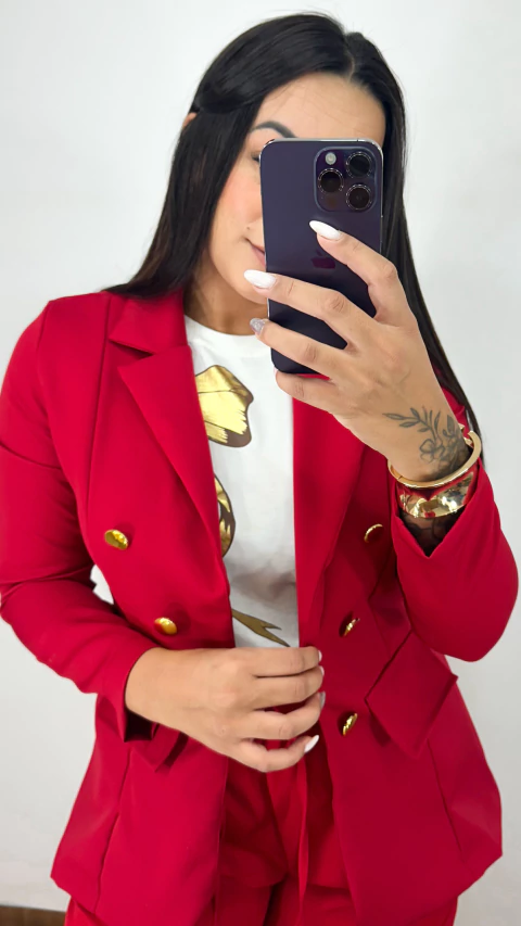 Blazer botões - Vermelho (veste M/G) - comprar online