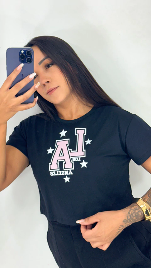 Cropeed T-shirt preto - LA - comprar online