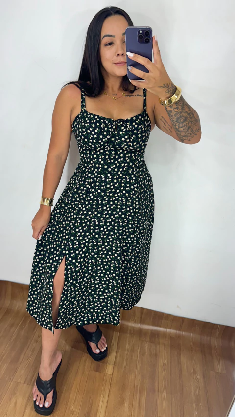 Vestido Flor - Preto (veste 36 ao 44) - comprar online