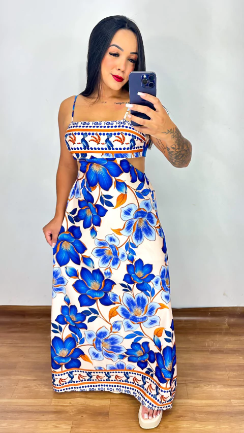 Vestido Carla - Estampado Azul - comprar online