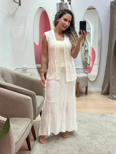 Conjunto Saia + Colete Off White - comprar online