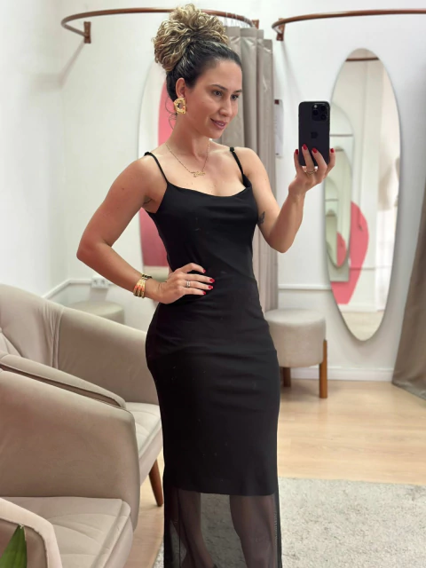 Vestido Tule - Preto - comprar online