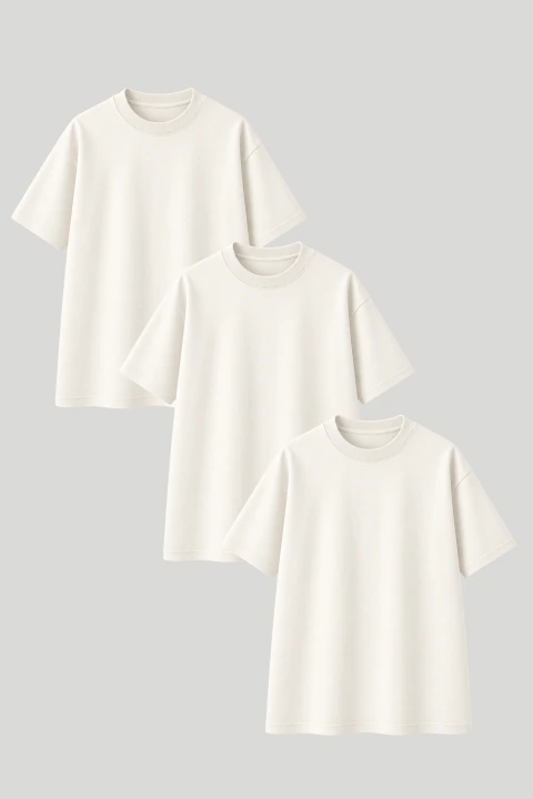 Kit 3 Heavy Oversized (230g/m²) - Premium Off white