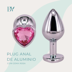 Plug anal de aluminio con gema corazón rosa - comprar online
