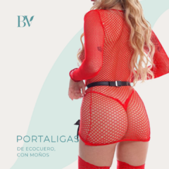 Portaligas de ecocuero con moños - comprar online