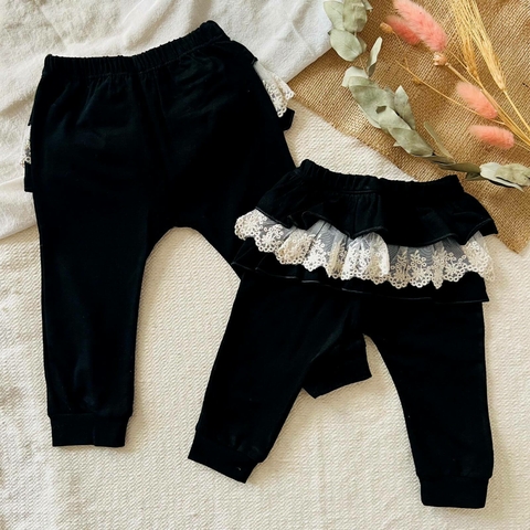 Babucha Voladitos Negra, de algodón y lycra