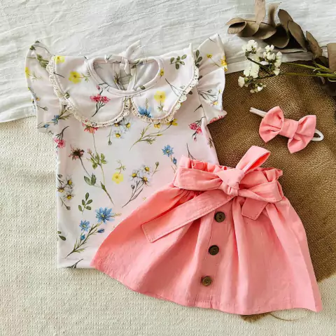 Conjunto de 3 Piezas, Pilar Rosa